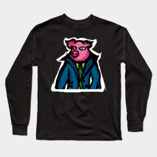 Pig Wearing Jacket Long Sleeve T-Shirt
